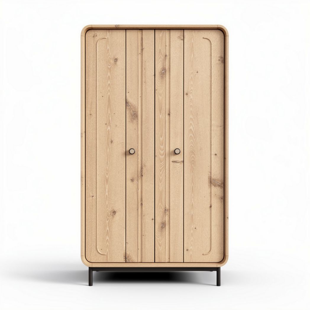 Wooden wardrobe with two doors for storage 80 x 40 x 180cm natural finish