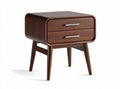 Wooden nightstand with two drawers in walnut finish 40 x 40 x 50cm