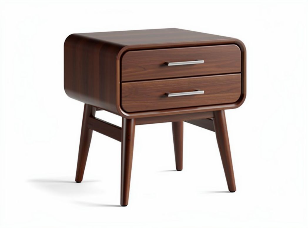 Wooden nightstand with two drawers in walnut finish 40 x 40 x 50cm