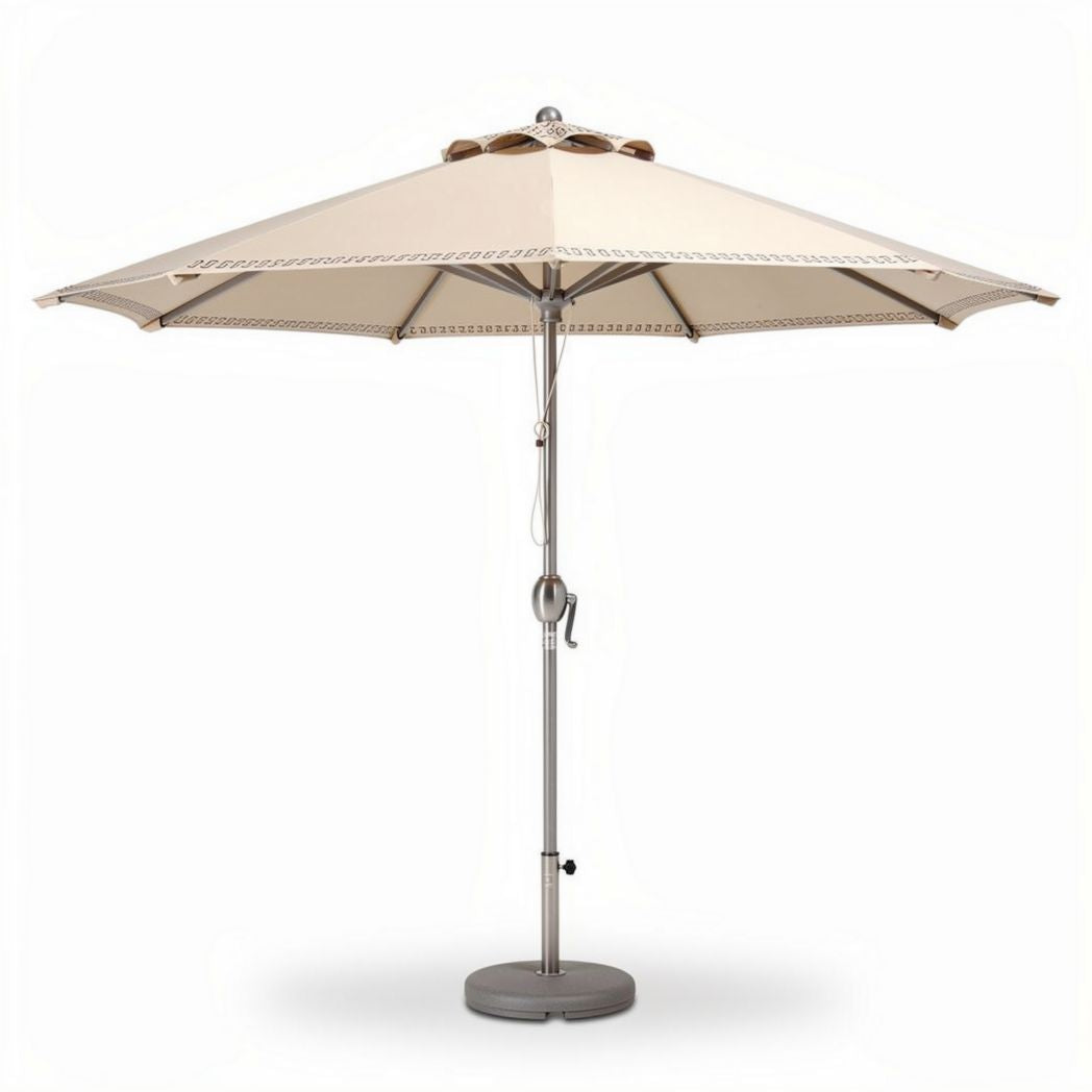 Garden patio umbrella with steel pole and beige fabric canopy 300 x 300 x 250cm