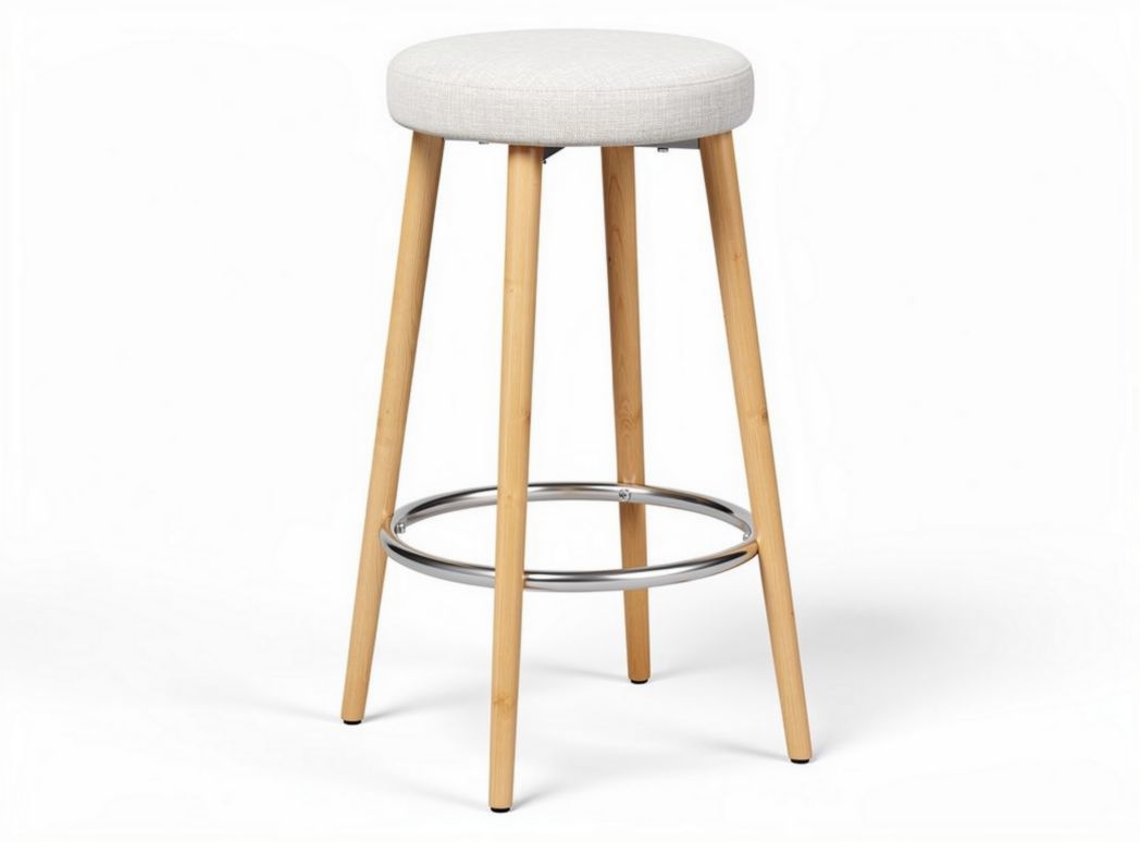 Bar stool with fabric seat and bamboo legs 40 x 40 x 75cm