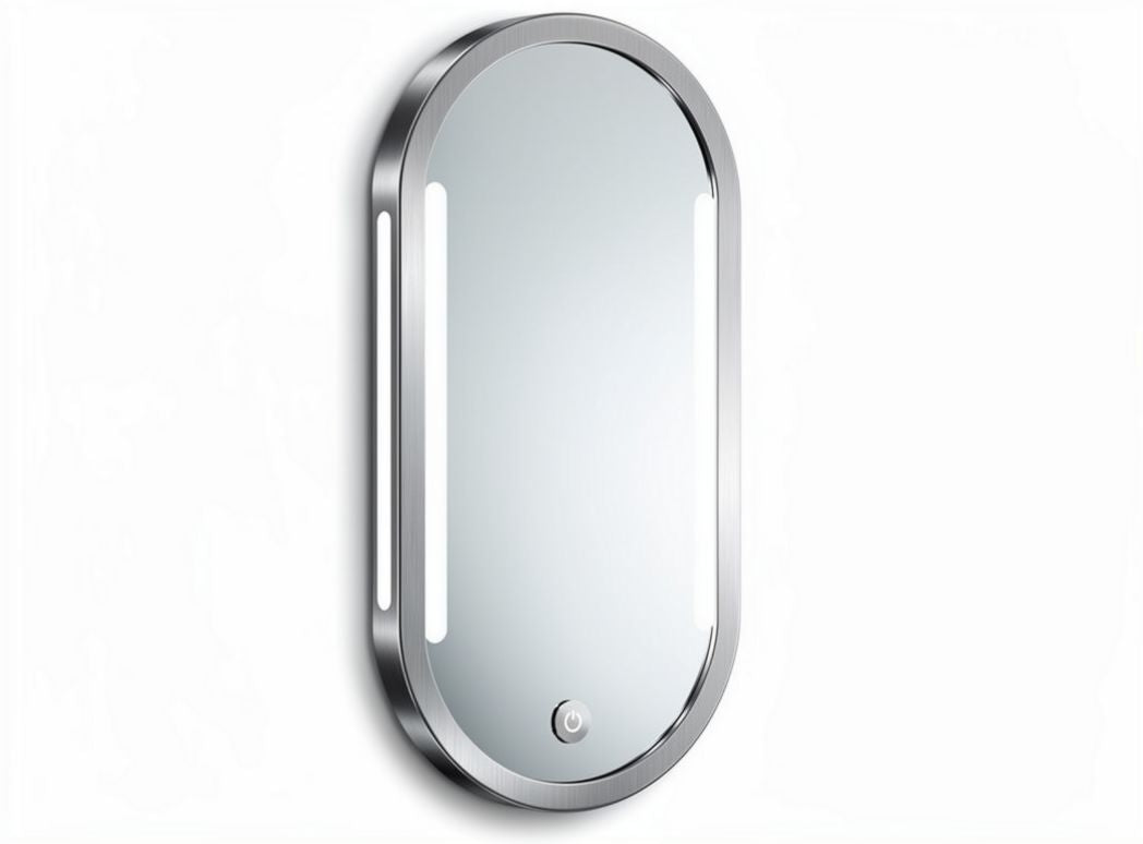 Wall-mounted LED mirror with touch sensor 30 x 18 x 2cm in silver finish