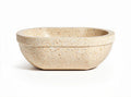 Textured beige serving bowl for salads and fruits made from durable ceramic 30 x 20 x 10cm