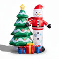Inflatable snowman and Christmas tree with gift boxes for outdoor decoration