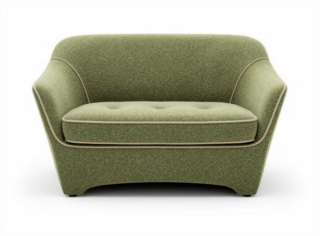 Two-seater sofa with tufted design in green fabric 80 x 110 x 75cm