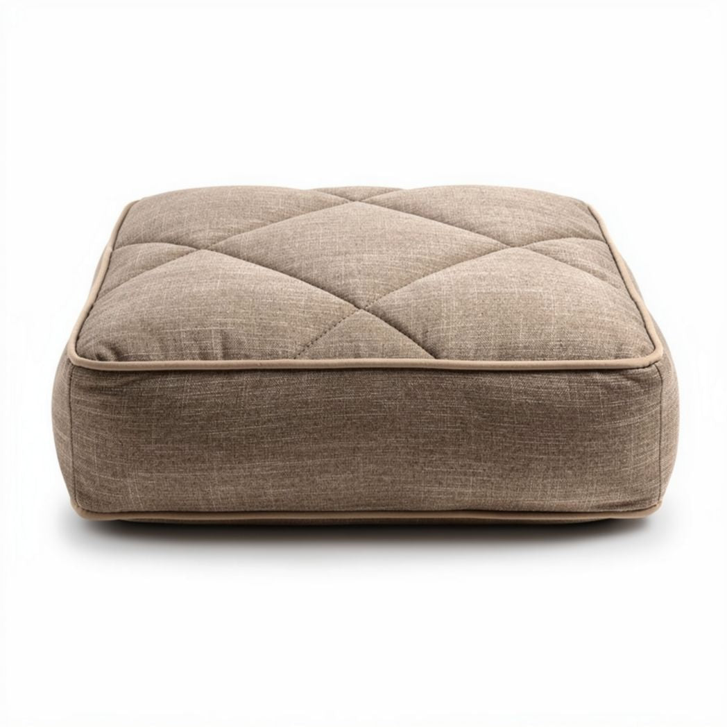 Square pet bed made of durable fabric in brown color 50 x 50 x 15cm
