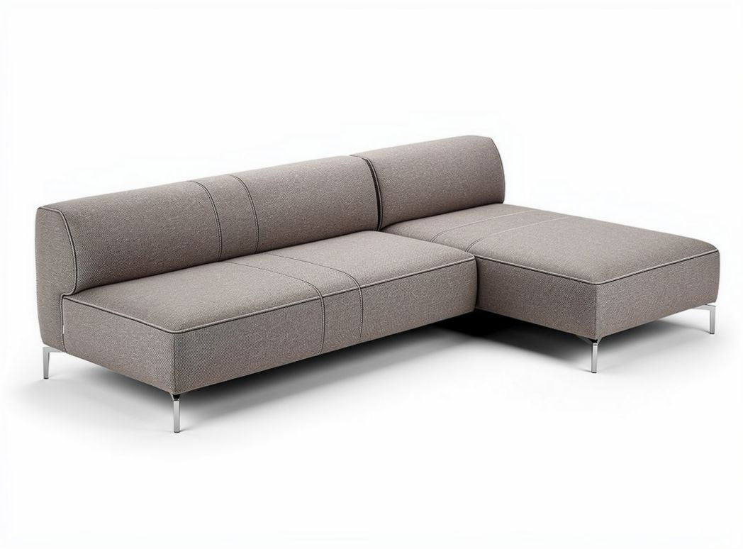 Sofa sectional with breathable fabric upholstery in light gray 250 x 100 x 75cm