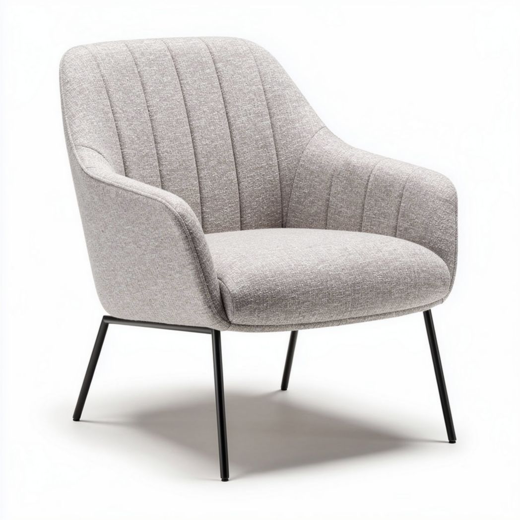 Fabric upholstered accent chair with metal legs 80 x 75 x 85cm grey