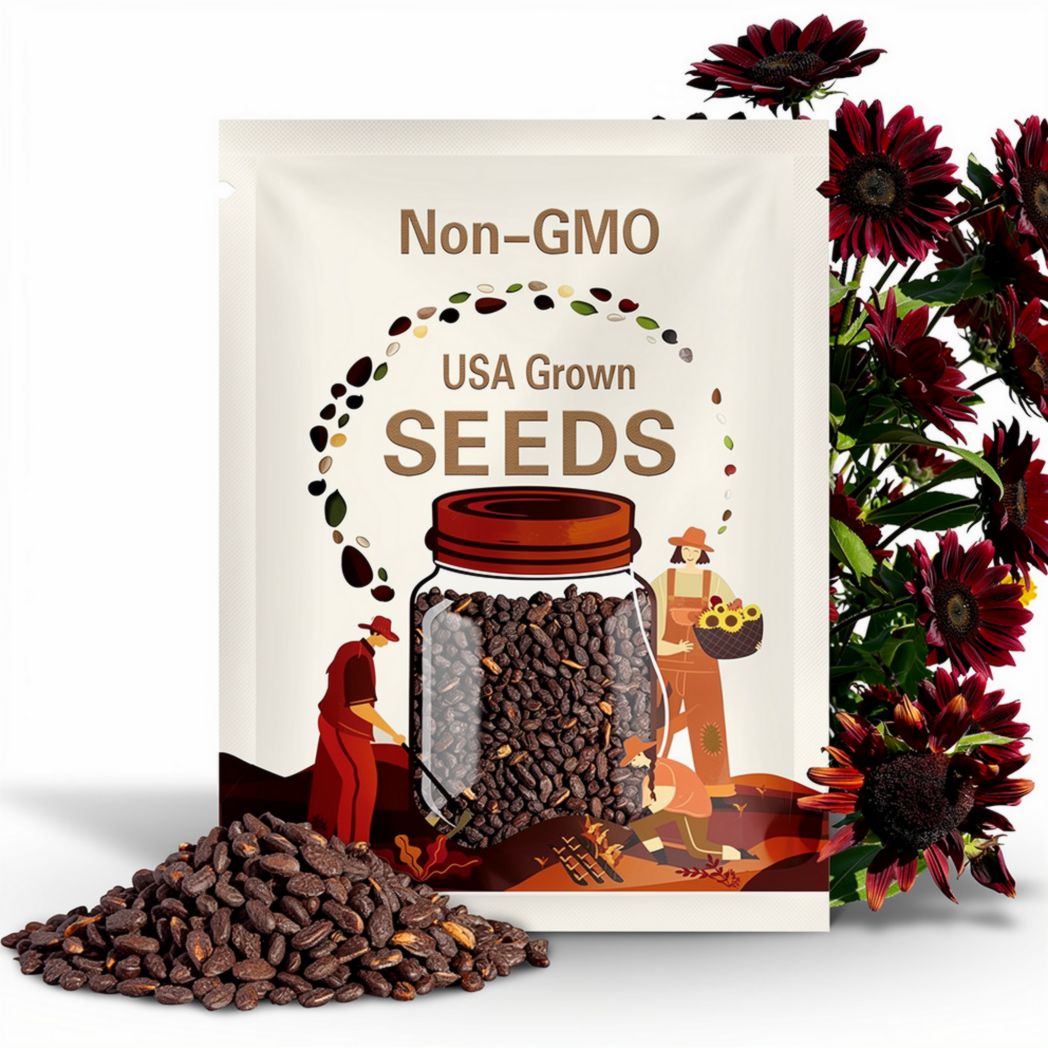 50 Chocolate Cherry Sunflower seeds. Ships free