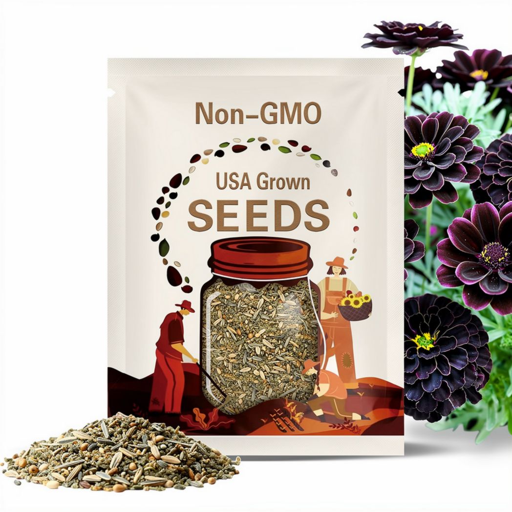 25+ Hybrid Black Marigold Seeds, Deep Maroon to Black Blooms, Unique Annual Flower for Pollinator Gardens, Beds, and Containers