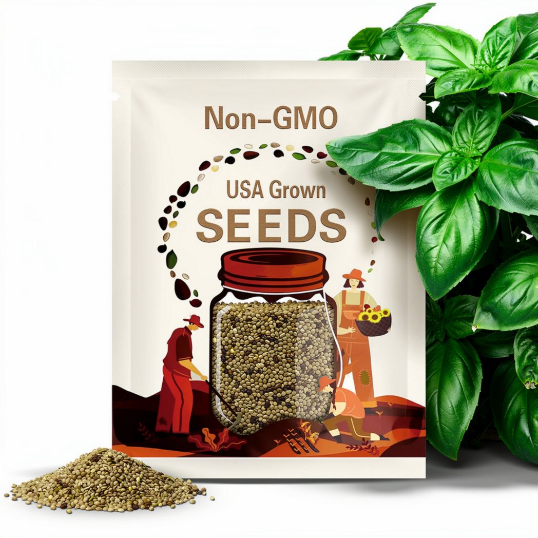 Genovese Basil Heirloom Herb Seeds - Non-GMO, Open Pollinated, Culinary Herb