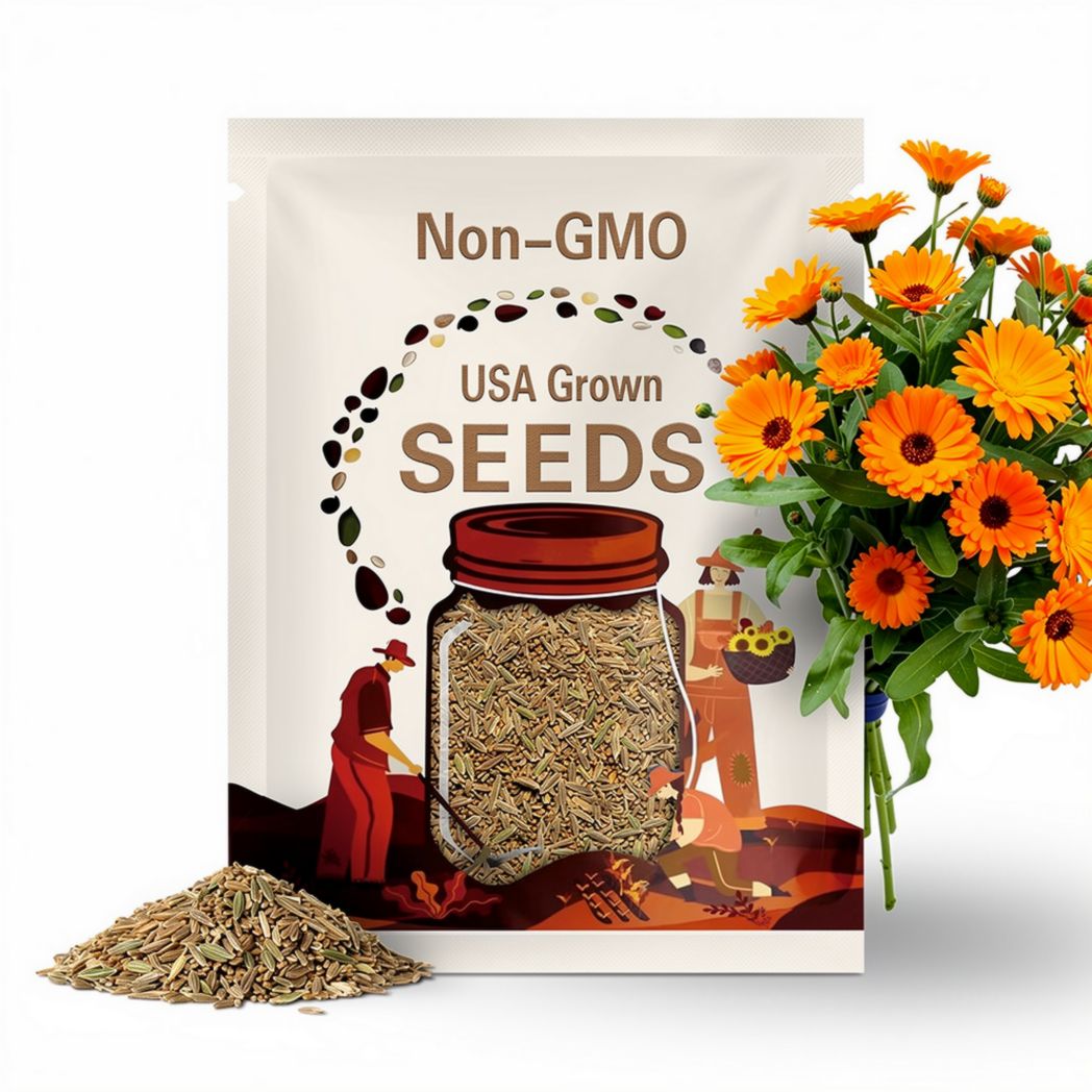 20 Calendula Seeds, Pot Marigold, Calendula officinalis, Flowering Herb, Orange Flowers, Natural Food Color, Saffron, Seed The Stars Organic