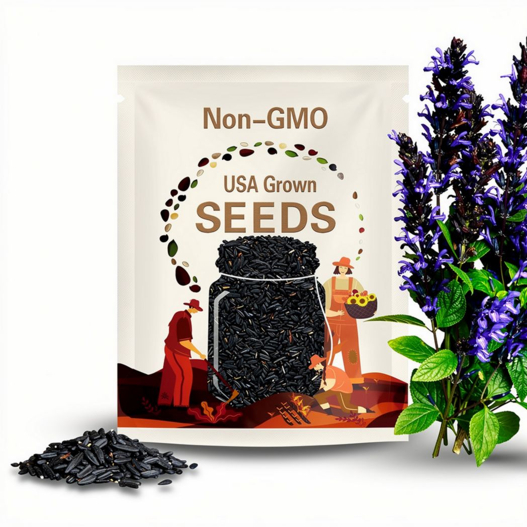 Black Blue Salvia Perennial Hummingbird Flower 50 Seeds